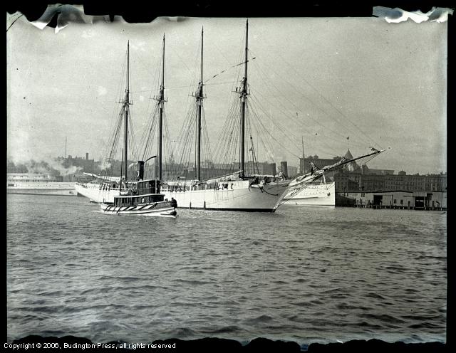 Boston Harbor Tug and Four Mast Ship